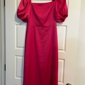 Hot Pink Puff Sleeve Dress